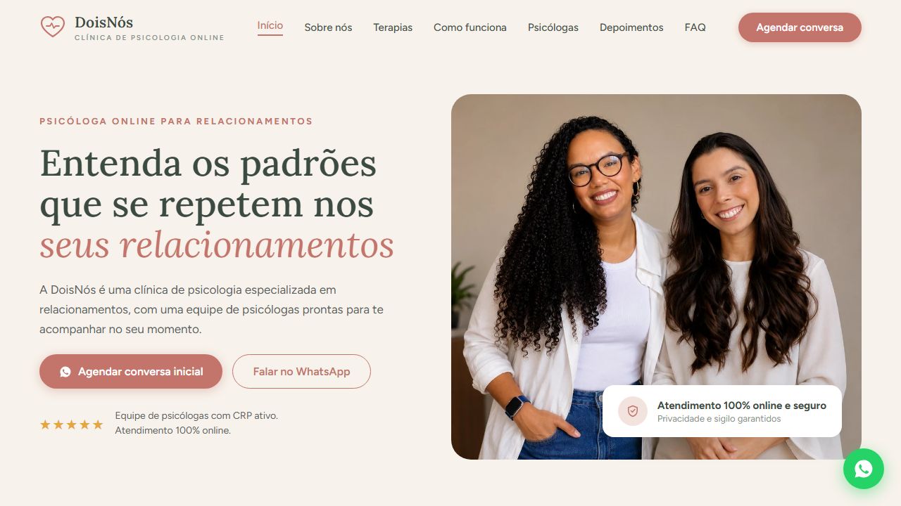 Prévia do site DoisNós